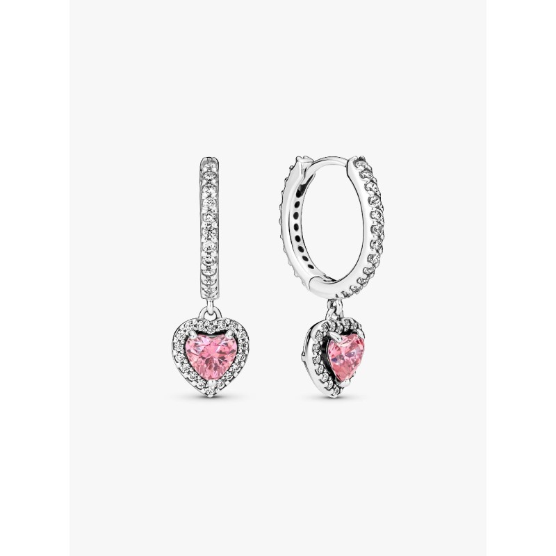Pandora  Sparkling Halo Pink Heart Hoop Earrings 291445C01