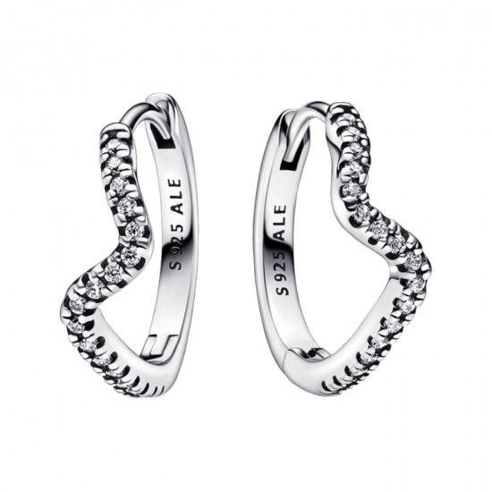 Pandora Sparkling Wave Hoop Earrings 292545C01