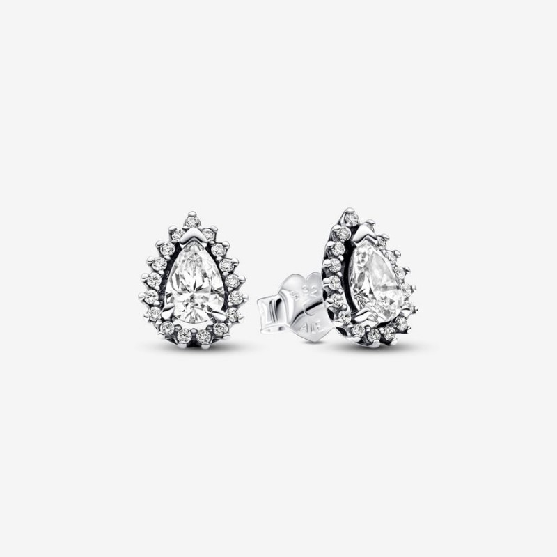 Pandora Sparkling Pear Halo Stud Earrings 292834C01