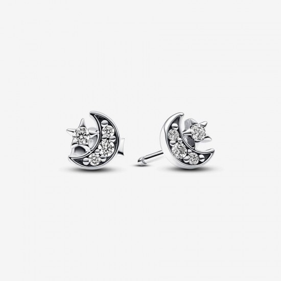 Pandora Sparkling Moon & Star Stud Earrings 292990C01