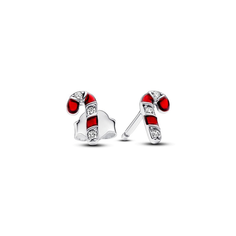 Pandora Sparkling Red Candy Cane Stud Earrings 292996C01