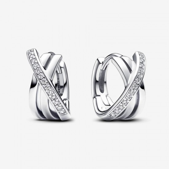 Pandora Crossover Pave Hoop Earrings 293150C01