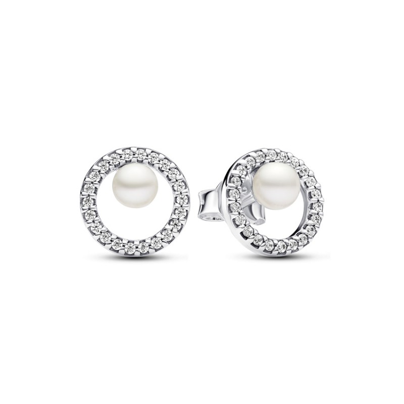 Pandora Treated Freshwater Cultured Pearl & Pave Halo Stud Earrings 293154C01