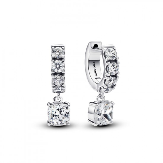 Pandora Pave Dangle Hoop Earrings 293547C01