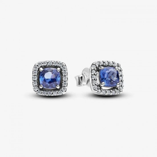 Pandora Sparkling Square Blue Halo Stud Earrings 293551C01