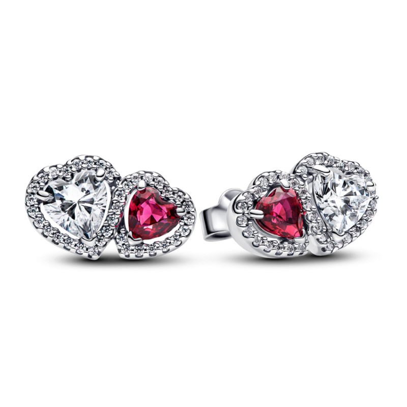 Pandora Halo Hearts Stud Earrings 293633C01