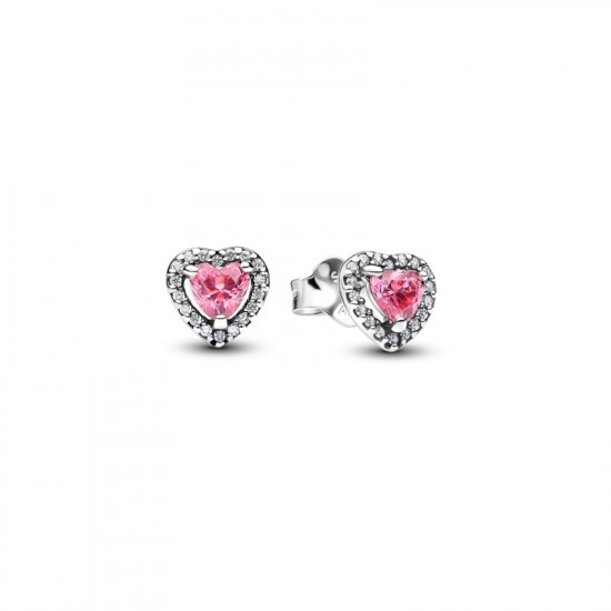 Pandora Elevated Pink Heart Stud Earrings 298427C02