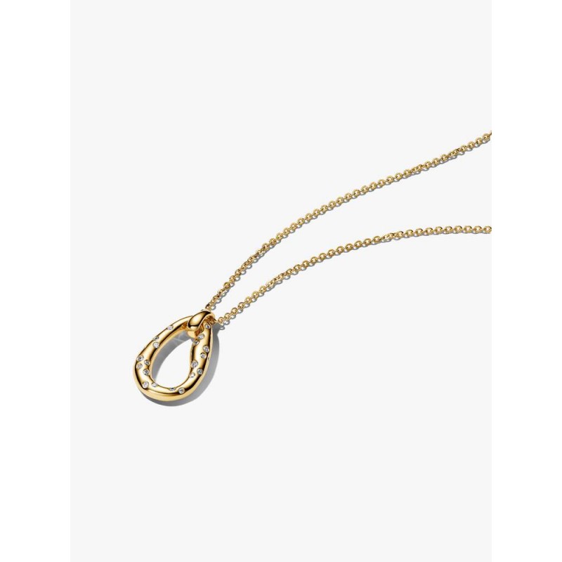 Pandora Organically Shaped Stone-Set Pendant Necklace in 14k gold plating 364666C01