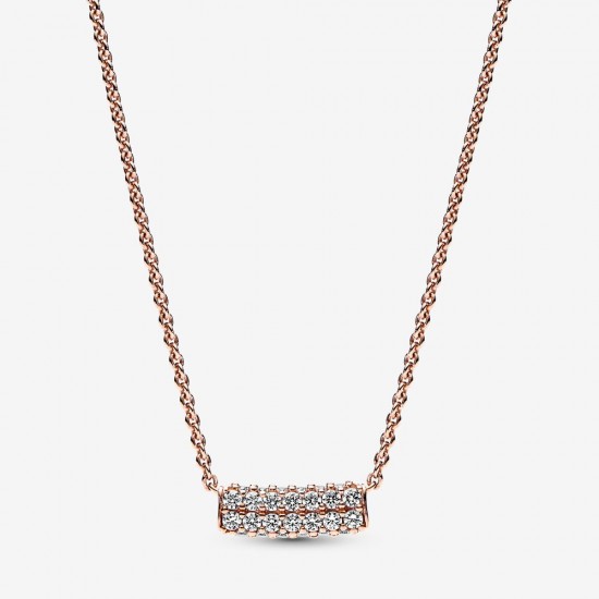 Pandora Timeless Pavé Double-row Bar Collier Necklace 382621C01