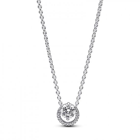 Pandora Sparkling Round Halo Pendant Collier Necklace 391174C01