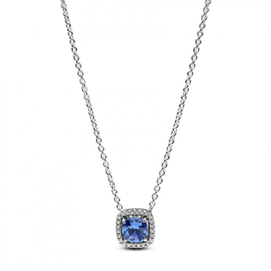 Pandora Sparkling Square Blue Halo Pendant Necklace 393560C01