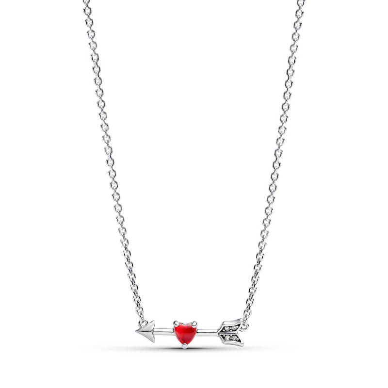 Pandora Arrow & Murano Glass Heart Necklace 393669C01