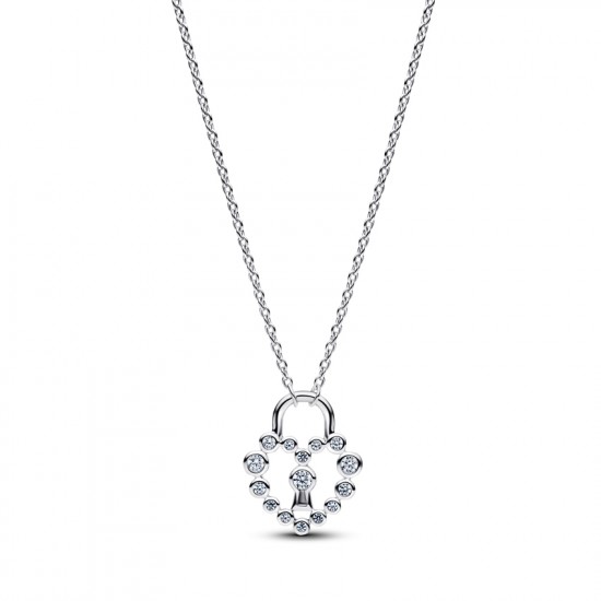Pandora Sparkling Heart Padlock Necklace 394416C01