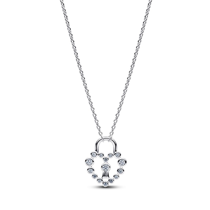 Pandora Sparkling Heart Padlock Necklace 394416C01