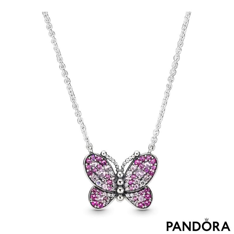 Pandora Dazzling Pink Butterfly Necklace 397931NCCM
