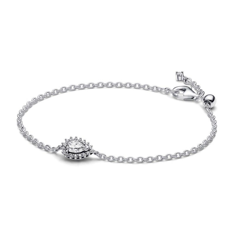 Pandora Sparkling Pear Halo Chain Bracelet 593001C01