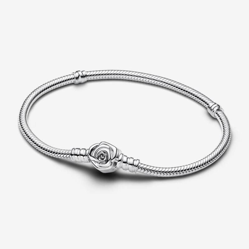 Pandora Moments Rose in Bloom Clasp Snake Chain Bracelet 593211C00