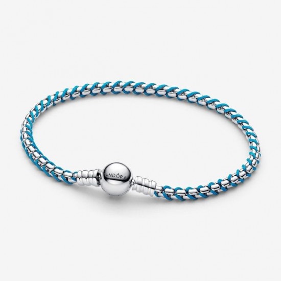 Pandora Blue Cord Snake Chain Bracelet 593816C01