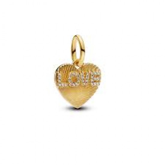 Pandora Engravable Love Heart Dangle Charm 763604C01