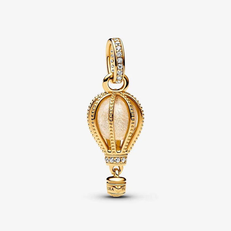 Pandora Gold plated Sparkling Clear Hot Air Balloon Dangle Charm 769434C01