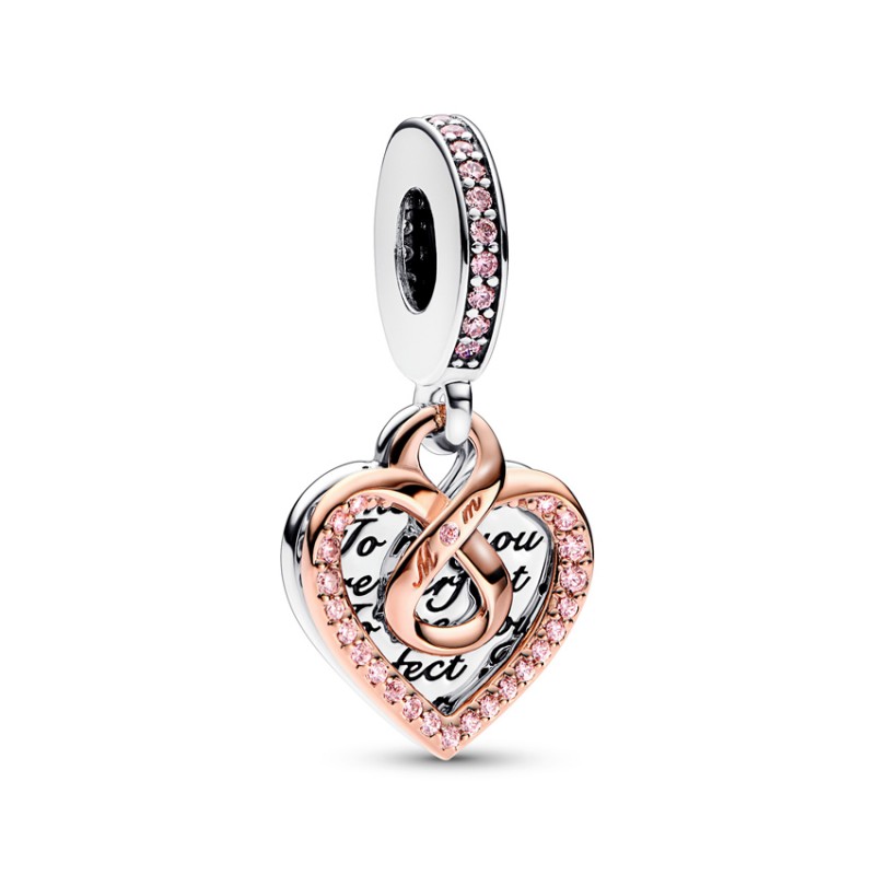 Pandora Two-tone Infinity Heart Double Dangle Charm 782641C01