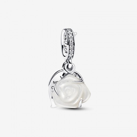 Pandora White Rose in Bloom Double Dangle Charm 793200C01 Pandora White Rose in Bloom Double Dangle Charm 793200C01