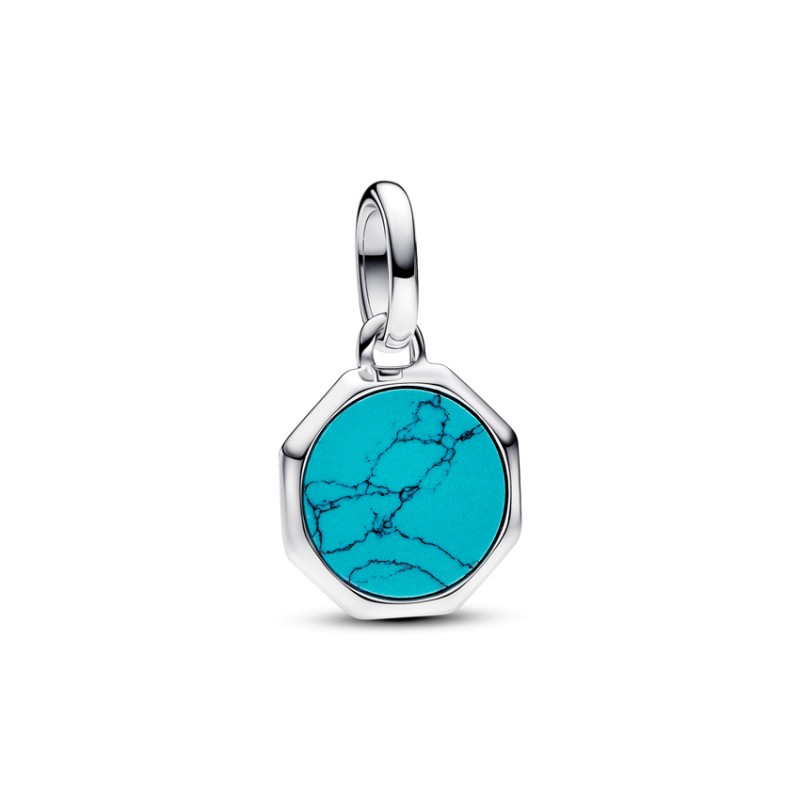 Pandora Turquoise-Colored Engravable Mini Medallion Charm 793388C01