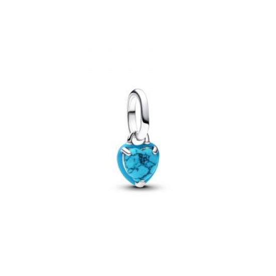 Pandora Turquoise-Colored Heart Mini Dangle Charm 793827C01
