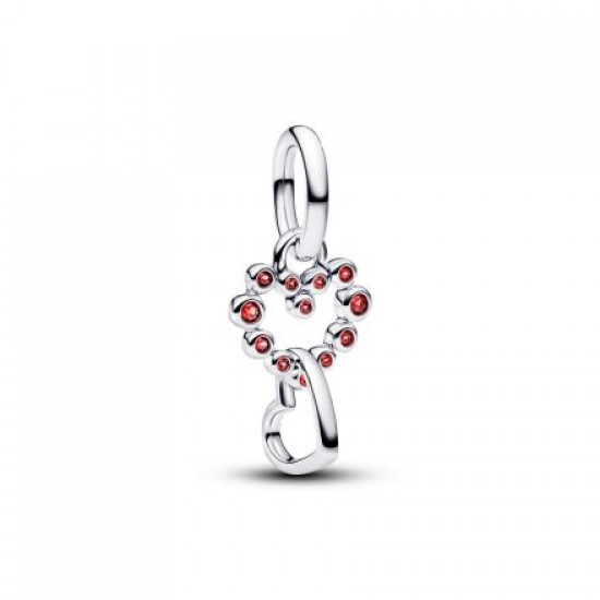 Pandora Connected Hearts & Red Stones Dangle Charm 794435C01