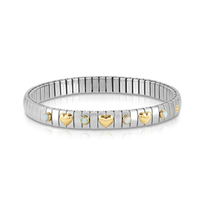 Nomination Steel Bracelet with Opal and Gold K18 Hearts 044610/022