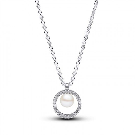 Pandora Treated Freshwater Cultured Pearl & Pavé Collier Necklace 393165C01