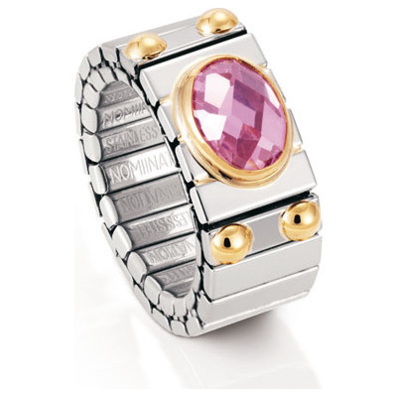 Nomination Steel Ring with Pink CZ and Gold K18 040120/006