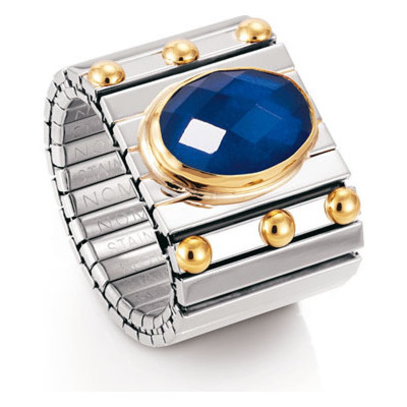 Nomination Extension Ring with Blue CZ and Gold K18 041541 007