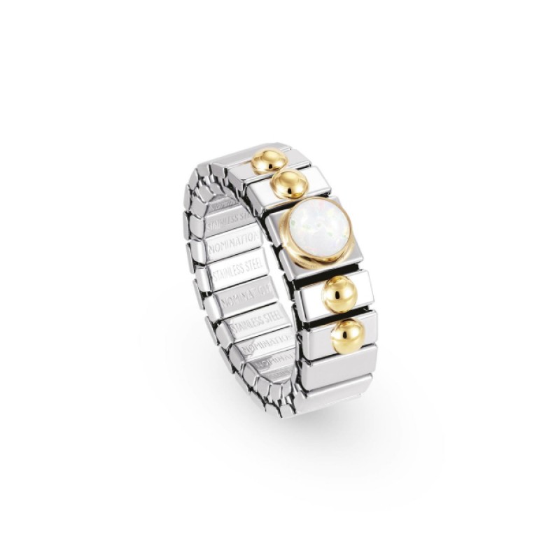 Nomination Extension Ring with White Opal and Gold K18 040101/007