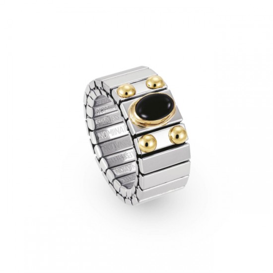 Nomination Extension Ring with Black Onyx and Gold K18 040120 002