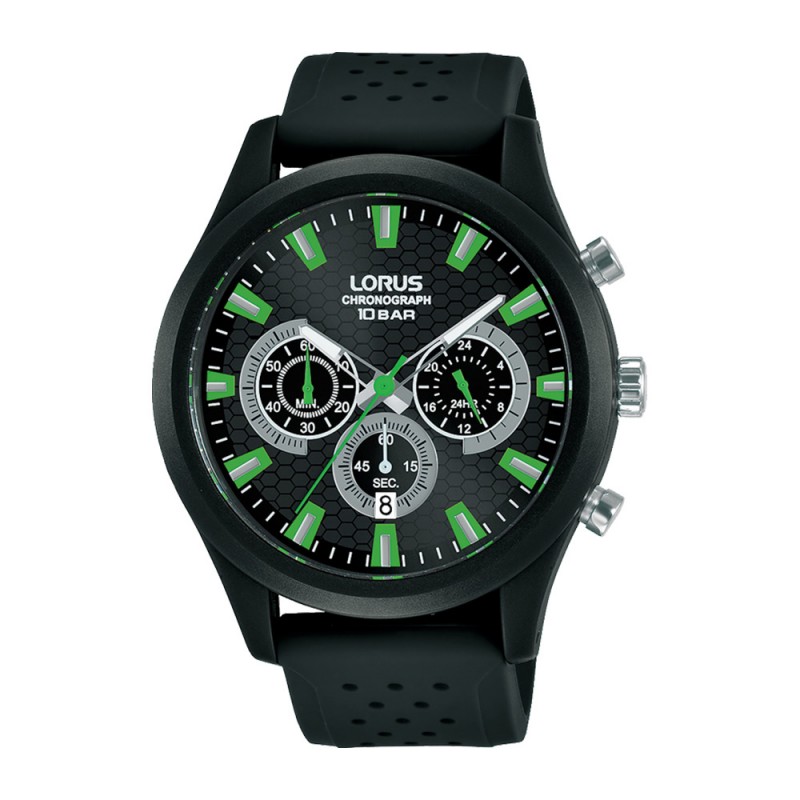 LORUS Sport Black Chronograph with Rubber RT371JX-9