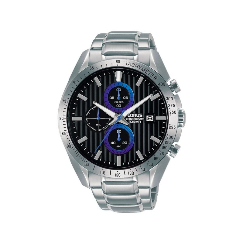 with Details Blue RM305HX9 Sports LORUS Black Chronograph