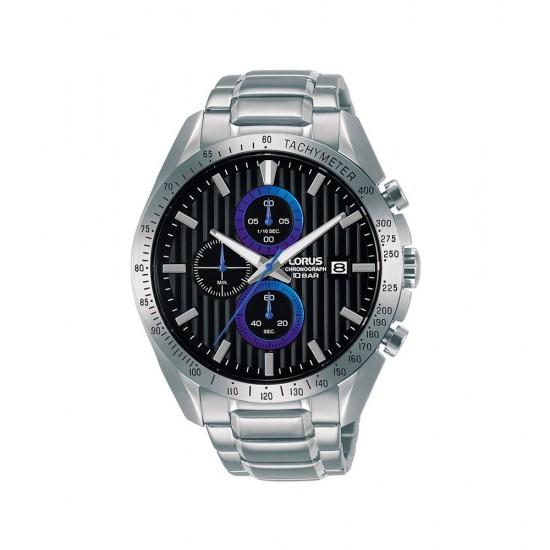 LORUS Sports Black Chronograph with Blue Details RM305HX9 LORUS Sports Black Chronograph with Blue Details RM305HX9