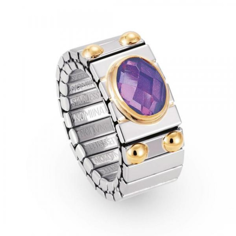 Nomination Extension Ring with Purple CZ and Gold K18 041522 001