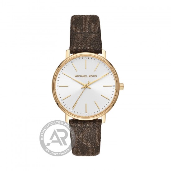 Michael KORS Pyper Crystals Brown Leather Strap MK2857 Michael KORS Pyper Crystals Brown Leather Strap MK2857