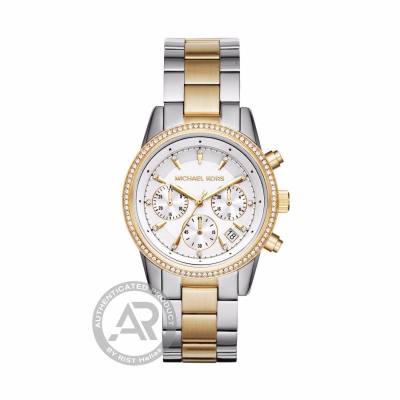 MICHAEL KORS Ritz Crystals Two Tone Stainless Steel Chronograph MK6474