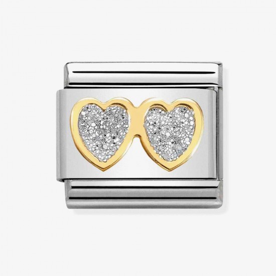 Nomination Composable Link K18 Gold Double Heart with Glitter 030220 01