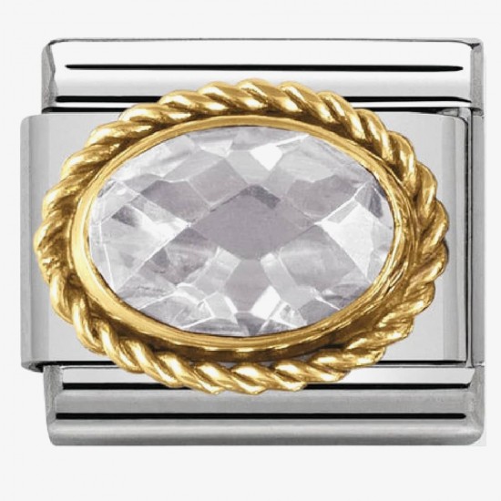 Nomination Composable Link White CZ with Gold K18 030602 010