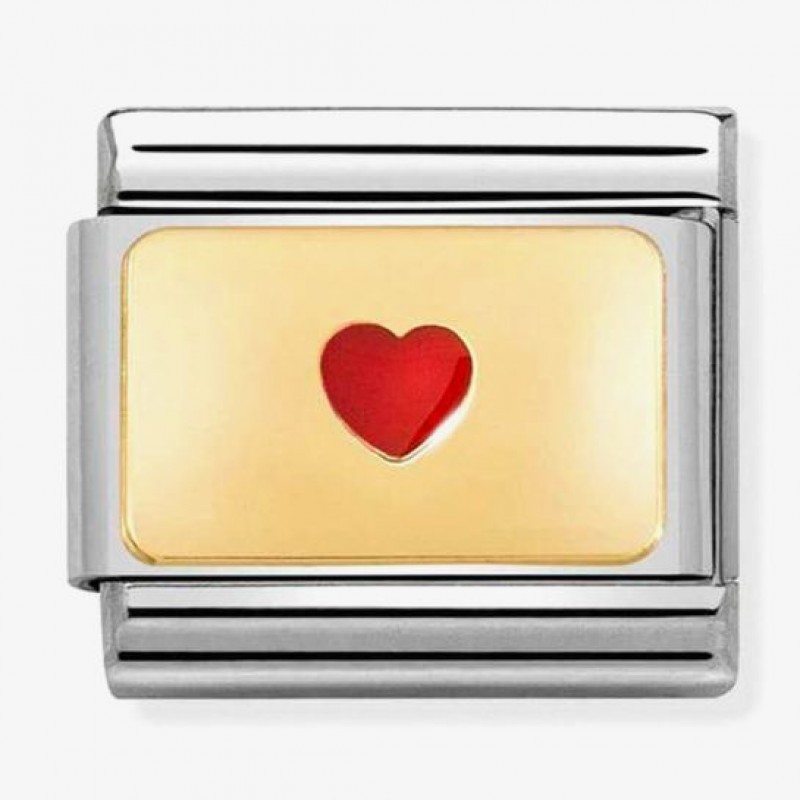 Nomination Composable Link K18 Gold Plate with Small Red Heart 030284 50