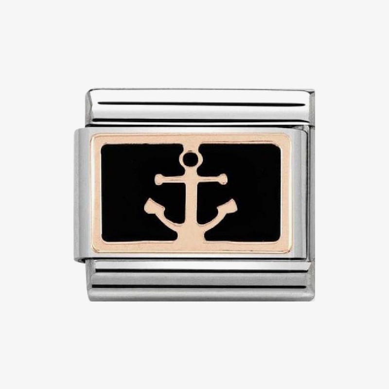 Nomination Composable Link Anchor on Black Rose Gold K9 430201 18