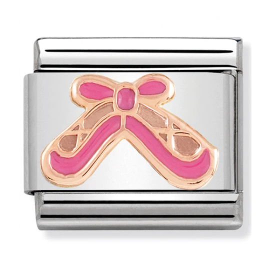 Nomination Composable Link Ballet Shoes with Pink Enamel and Rose Gold K9 430203 02