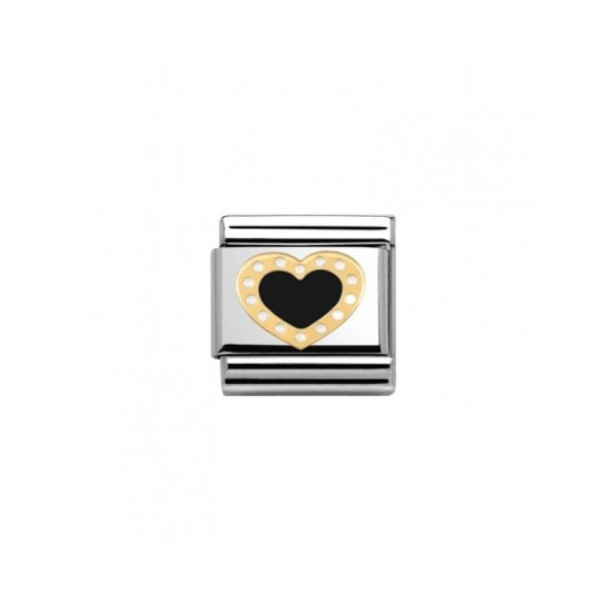 Nomination Composable Link Gold K18 Heart with Black Enamel 030283 02