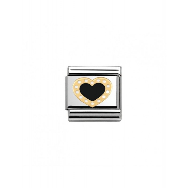 Nomination Composable Link Gold K18 Heart with Black Enamel 030283 02