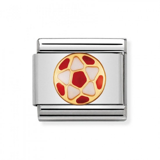 Nomination Composable Link White and Red Football K18 Gold 030204 38