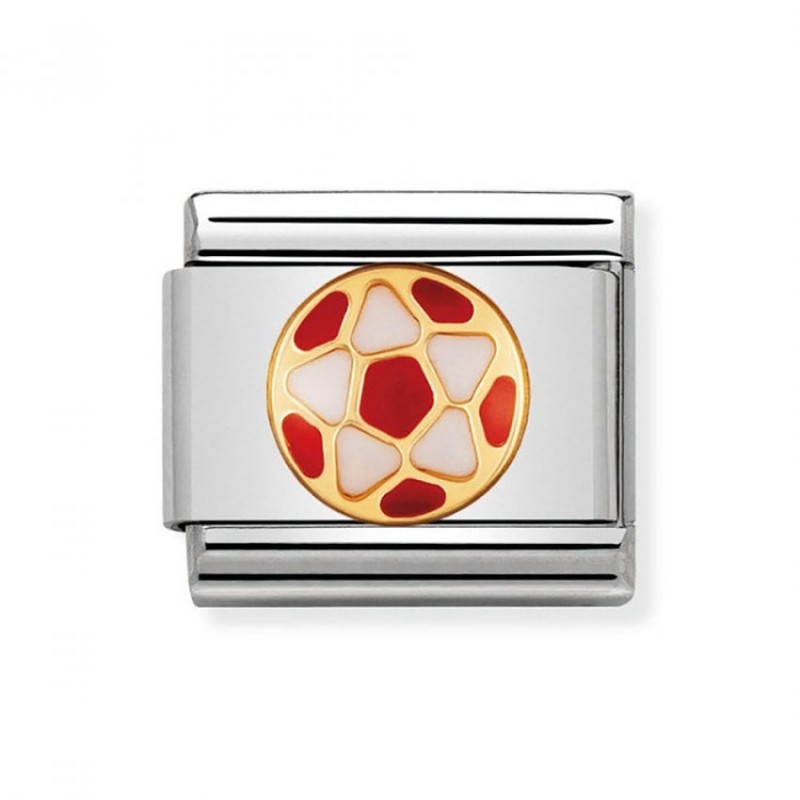Nomination Composable Link White and Red Football K18 Gold 030204 38